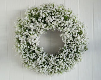 White Gypsophila Wreath for Front Door