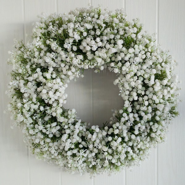 White Gypsophila Wreath for Front Door