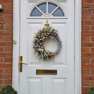 Eucalyptus and Lavender Wreath for Front Door, Year Round Wreath, Indoor Wreath, Farmhouse Wreath, Greenery Wreath, Door Wreath, Half Wreath image 4