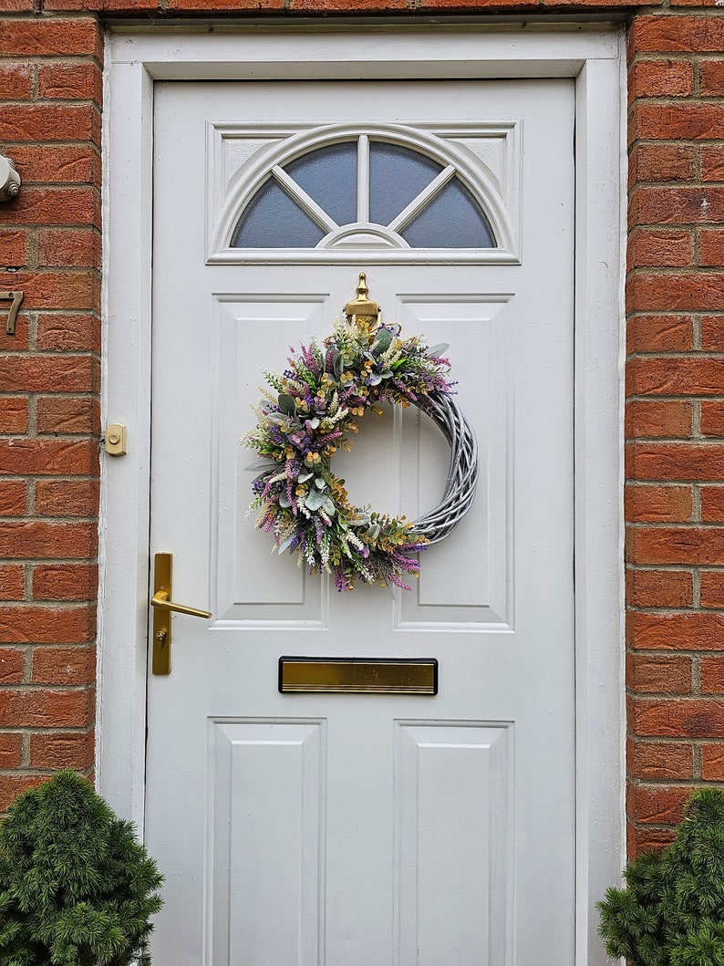 Eucalyptus and Lavender Wreath for Front Door, Year Round Wreath, Indoor Wreath, Farmhouse Wreath, Greenery Wreath, Door Wreath, Half Wreath image 4