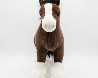 GUND Clyde Clydesdale Horse Plush | Vintage Stuffed Animal Toy | Brown White Pony