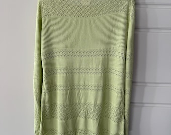 エスカーダ マルガレータ・レイ ミントグリーン レースストライプ レーヨンニットセーター サイズ38 ヴィンテージ