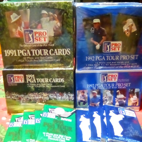 Huge Bulk Lot of 104 Unopened Old Vintage PGA Tour Golf Cards in Wax Packs NEW