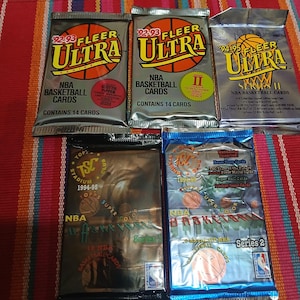 Fleer Ultra and Stadium Club NBA Basketball Cards Bulk Lot Of 5 Wax Packs NEW