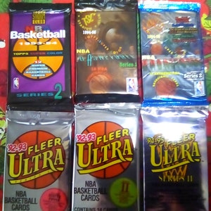 Fleer Ultra und Stadium Club NBA Basketball Cards 6 Wachspackungen NEU