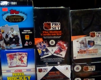 Huge Bulk Lot of 57 Unopened Old Vintage NHL Hockey Sports Trading Cards in 4 Wax Packs NEW