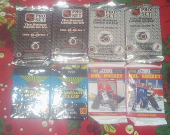HUGE Lot of 114 Unopened Old Vintage NHL Hockey Sports Trading Cards in 8 Wax Packs NEW