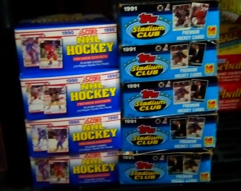 Huge Bulk Lot of 54 Unopened Old Vintage NHL Hockey Sports Trading Cards in 4 Wax Packs NEW