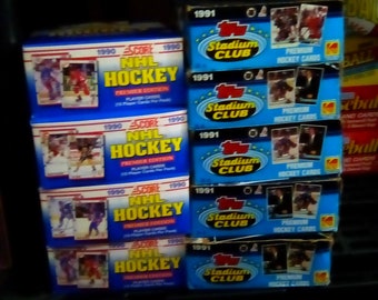 Huge Bulk Lot of 54 Unopened Old Vintage NHL Hockey Sports Trading Cards in Wax Packs NEW