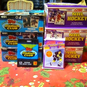 Große Menge 108 ungeöffnete alte Vintage NHL Hockey Karten in 8 Wachspackungen NEU