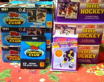 Huge Bulk Lot of 108 Unopened Old Vintage NHL Hockey Cards in 8 Wax Packs NEW