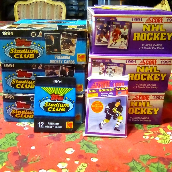 Huge Bulk Lot of 108 Unopened Old Vintage NHL Hockey Cards in Wax Packs NEW