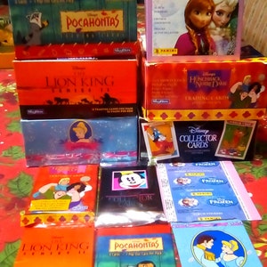 Disney Trading Cards Lote de 6 novos pacotes de cera Frozen Cinderela Rei Leão Mickey