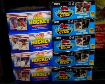 Huge Bulk Lot of 108 Unopened Old Vintage NHL Hockey Sports Trading Cards in 8 Wax Packs NEW