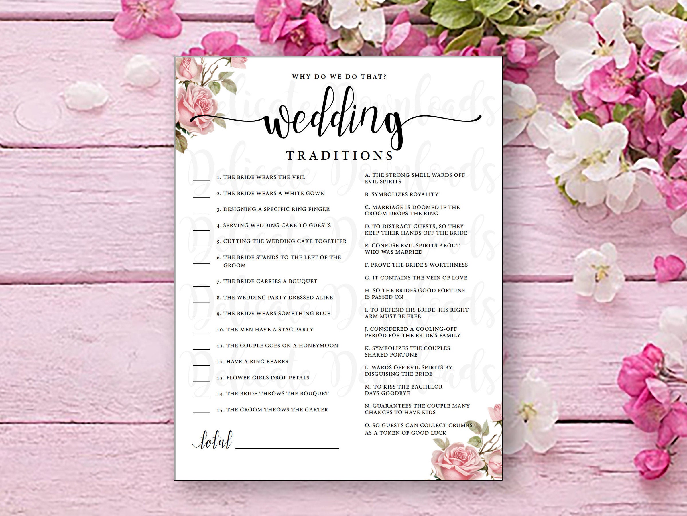 Wedding Traditions Bridal Shower Game Etsy