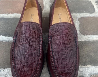 Vintage Ernest Hemingway Oxblood Burgundy Pebbled Leather Slip On Loafers Mens 7