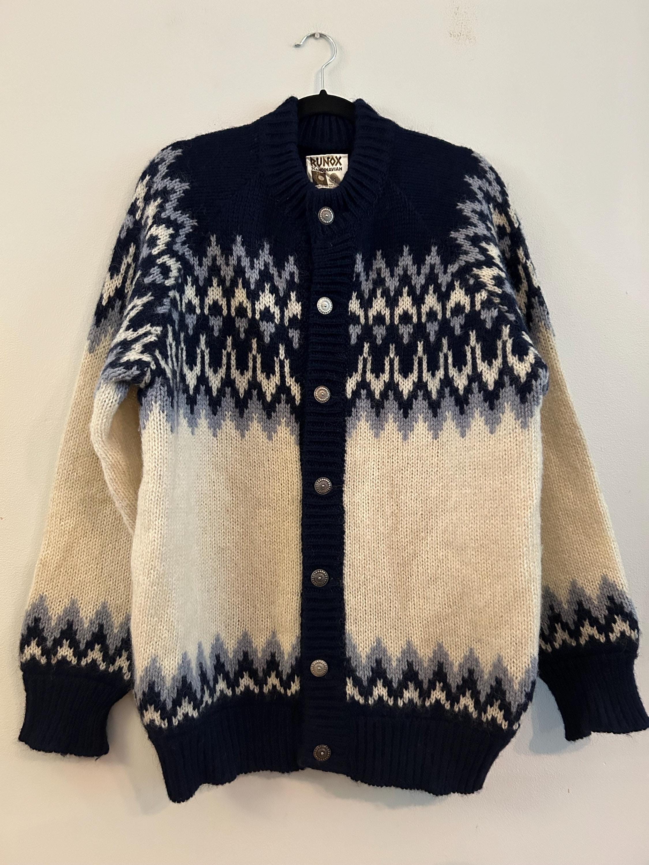 トップス 80s Vintage RUNOX SCANDIA STRIK Cardigan Vintage Runox Scandinavian Pure New Wool Fairisle Cardigan
