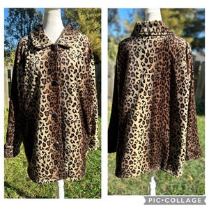 Y2K ANGIE PLUSH LEOPARD Print Grey Faux Fur Hook Closure