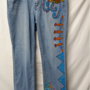 Wearable Art Jeans 70s Art Upcycled 