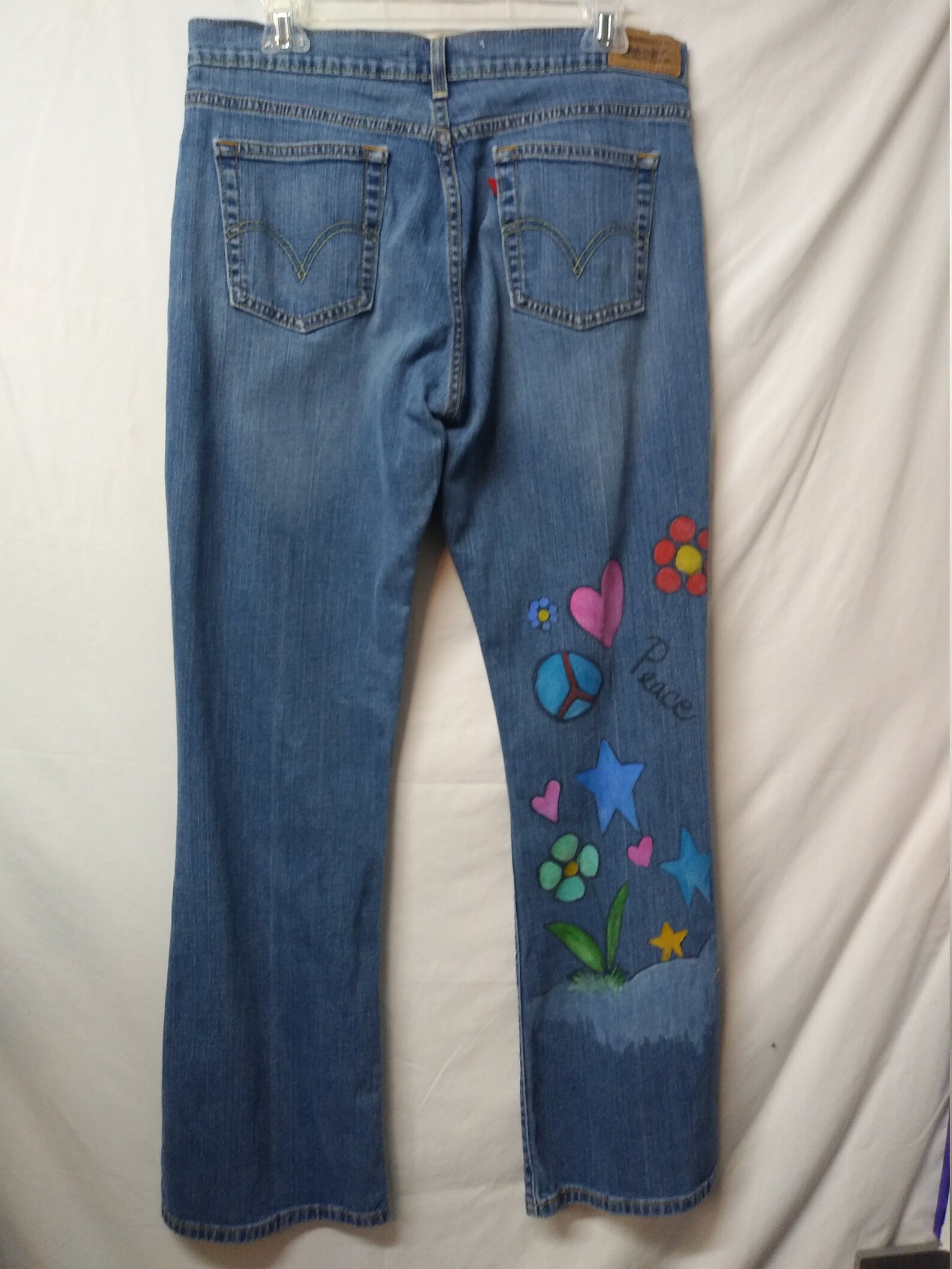 Hippie Boho Design Jeans Custom Design One of a Kind Upcycled - Etsy UK