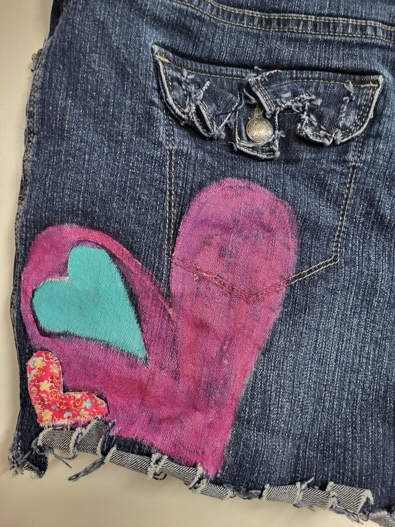 Custom Painted and Embellished Denim Shorts Sonoma Cut off Jeans Sz 14