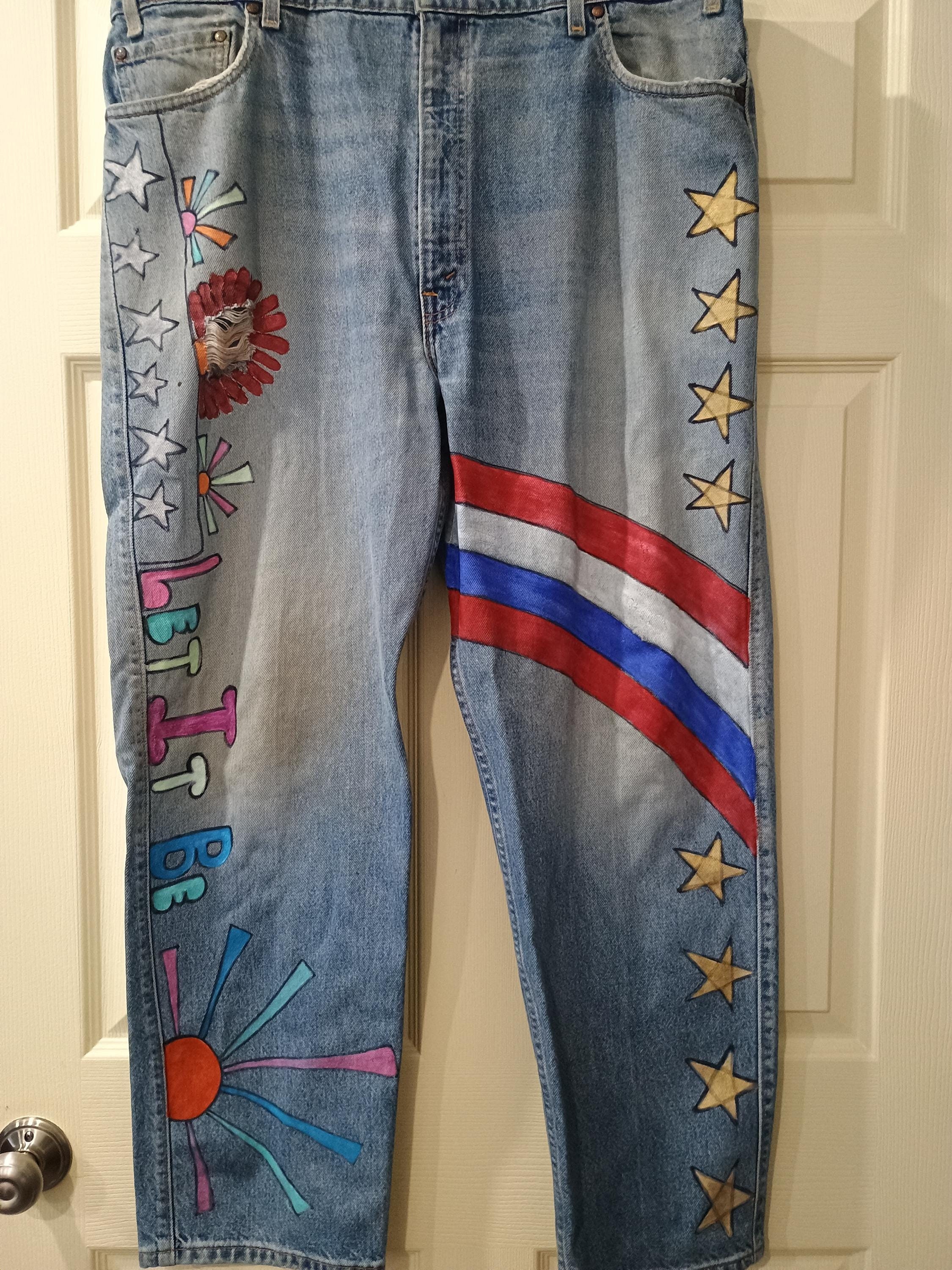 【COLOR iN ID】star painting jeans DIY star jeans. Painted on with white paint. (With images