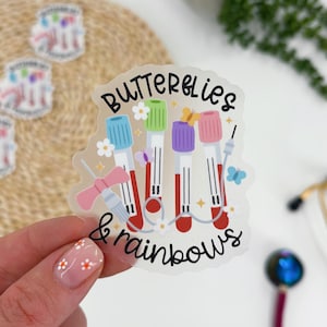 Sticker papillons et arcs-en-ciel, Sticker tube de sang, Sticker intraveineux, Sticker laboratoire, Sticker labo tech, Infirmière intraveineuse, Sticker transparent, Sticker infirmière
