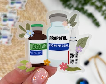 Sedation Medication Sticker, ICU Nurse Sticker, Trauma Nurse Sticker, Pharmacy Medication Sticker, Propofol Sticker, Midazolam Nurse Sticker