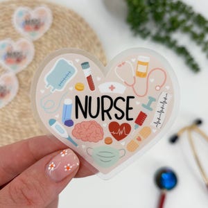 Heart of Nursing Sticker, Nurse Supplies Sticker, Nurse Sticker, Nurse Profession Sticker, Passion for Nursing Sticker, Clear Nurse Sticker image 1