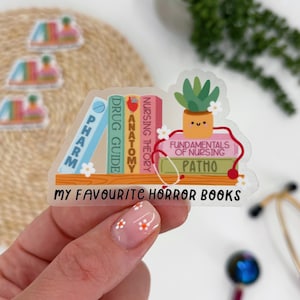 Horror Books Nursing Student Sticker, Nursing School Textbooks, Funny Nursing Sticker, Future Nurse Sticker, Nursing School Supplies Sticker