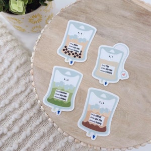 Sticker pour poche intraveineuse, poche pour perfusion intraveineuse de café, autocollant pour poche à matcha, Sticker pour poche intraveineuse Boba, poche pour perfusion intraveineuse de thé, Sticker infirmière pour perfusion