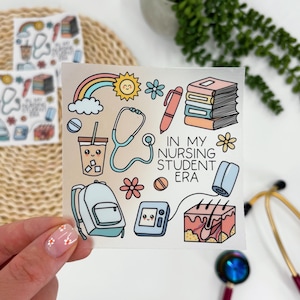 Nursing Student Sticker Collage, Large Nursing Student Sticker, Nursing Student Era Sticker, Nursing School Supplies Sticker, Clear Sticker