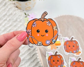 Pumpkin Nurse Sticker, Jack O'lantern Sticker, Spooky Nurse Sticker, Halloween Inspired Sticker, Healthcare Sticker, Waterproof Sticker