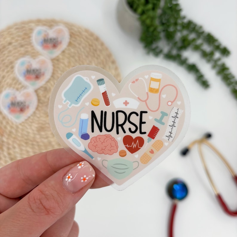Heart of Nursing Sticker, Nurse Supplies Sticker, Nurse Sticker, Nurse Profession Sticker, Passion for Nursing Sticker, Clear Nurse Sticker image 1
