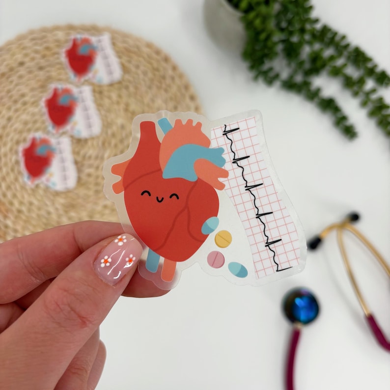 Cardiac Strip Sticker, Cardiac Nurse Sticker, ER Nurse Sticker, Anatomy ...