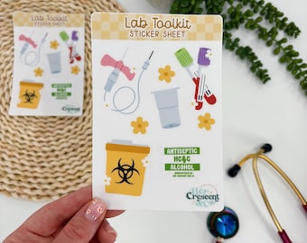 Hoja de pegatinas para el kit de herramientas de laboratorio, pegatinas para flebotomía, pegatinas para enfermeras de suero intravenoso, pegatinas para suministros intravenosos, pegatinas florales para enfermeras de suero intravenoso
