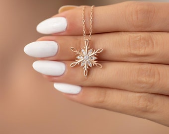Tiny Gold Necklace, Swarovski Snowflake Model Dream Necklace. Stylish, Minimalist, Elegant, Glamorous- Delicate Minimalist Jewelry,