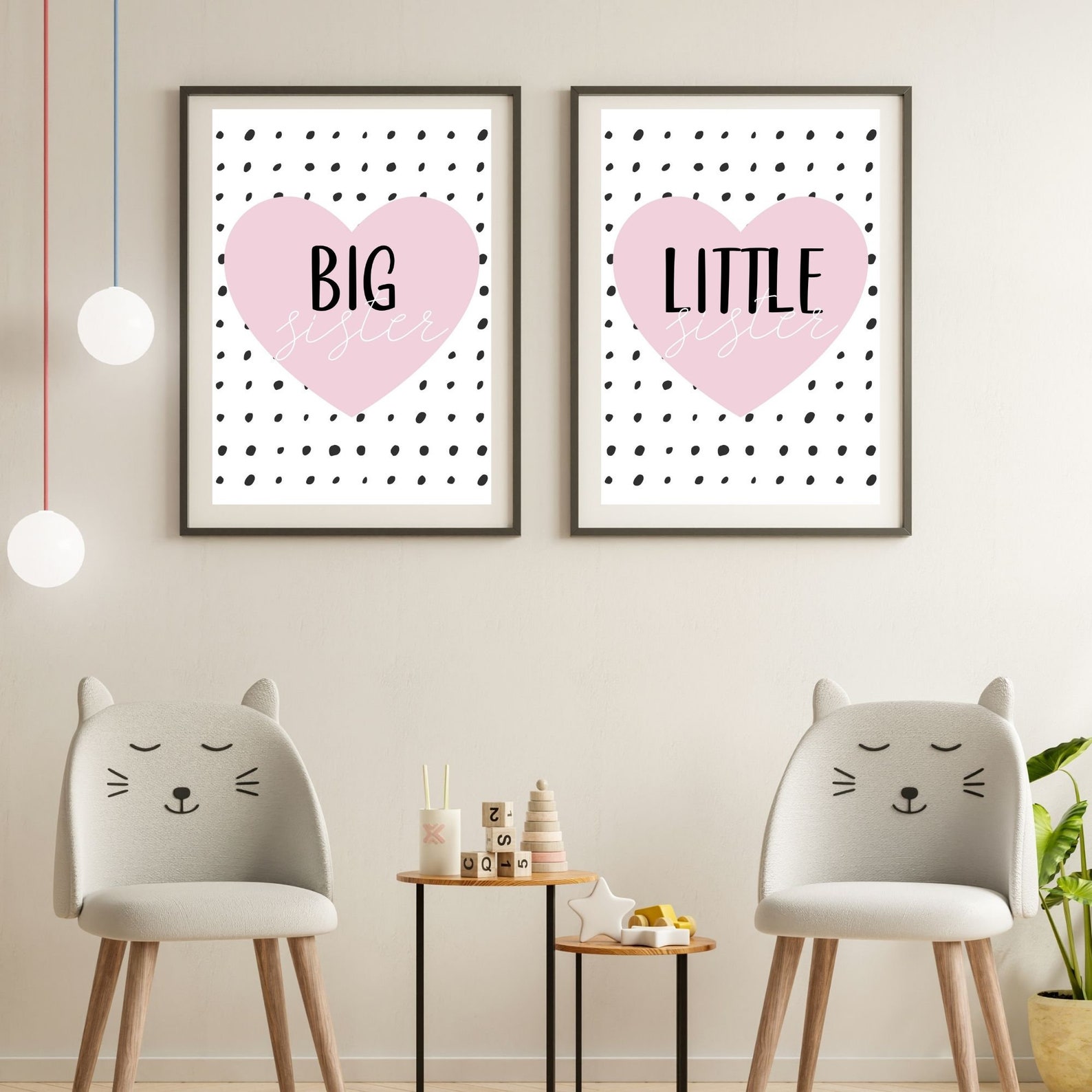 Kids Custom Designs Sisters Wall Art Big Sister Little | Etsy