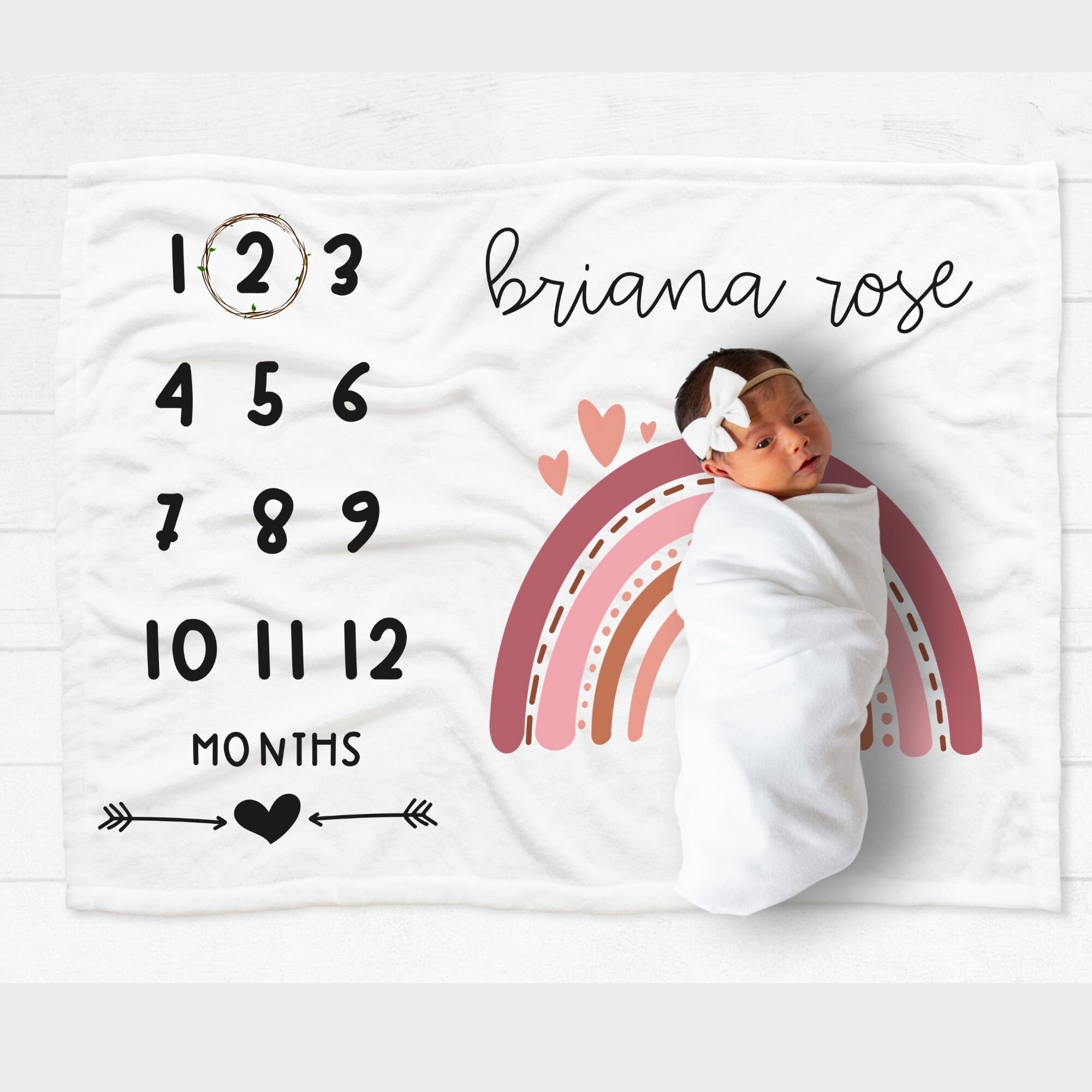 Custom Milestone Blanket Girl Personalized Baby Blanket Boho Etsy