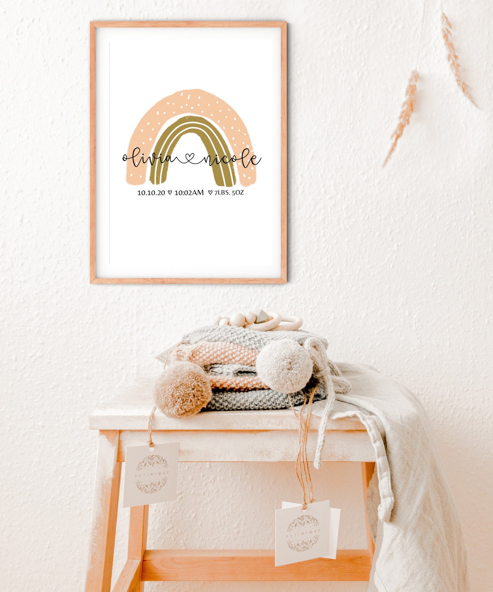 Boho Rainbow Personalized Baby Name Wall Art Baby Gift Baby Etsy