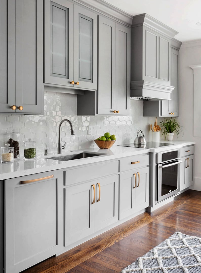 Brushed Bronze Handles Kitchen Drawer Cupboard Pull Etsy