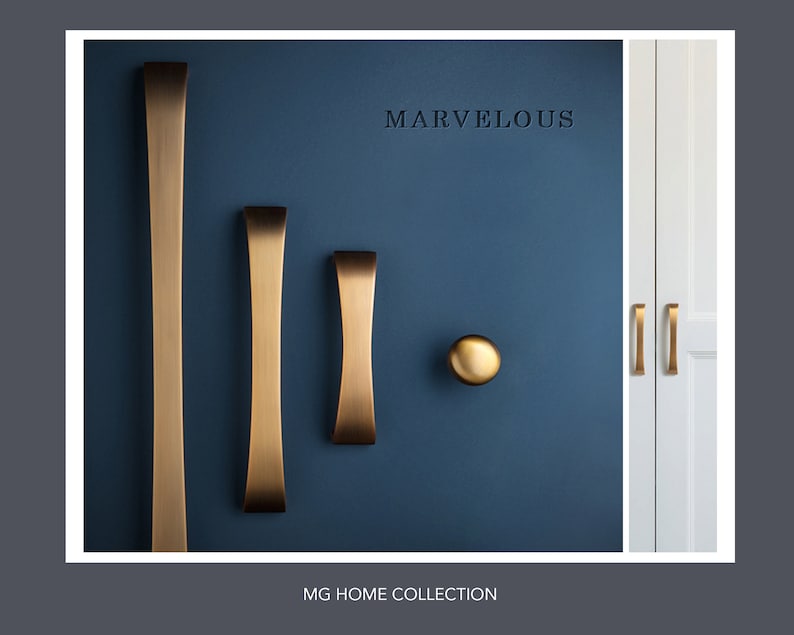 Brushed Bronze Handles Kitchen Drawer Cupboard Pull Etsy