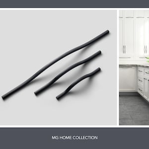 Clearance! Modern Matte Black Cabinet Handles Kitchen Drawer Cupboard Pull Black Knobs Hole Distance 160/192mm 288/320mm