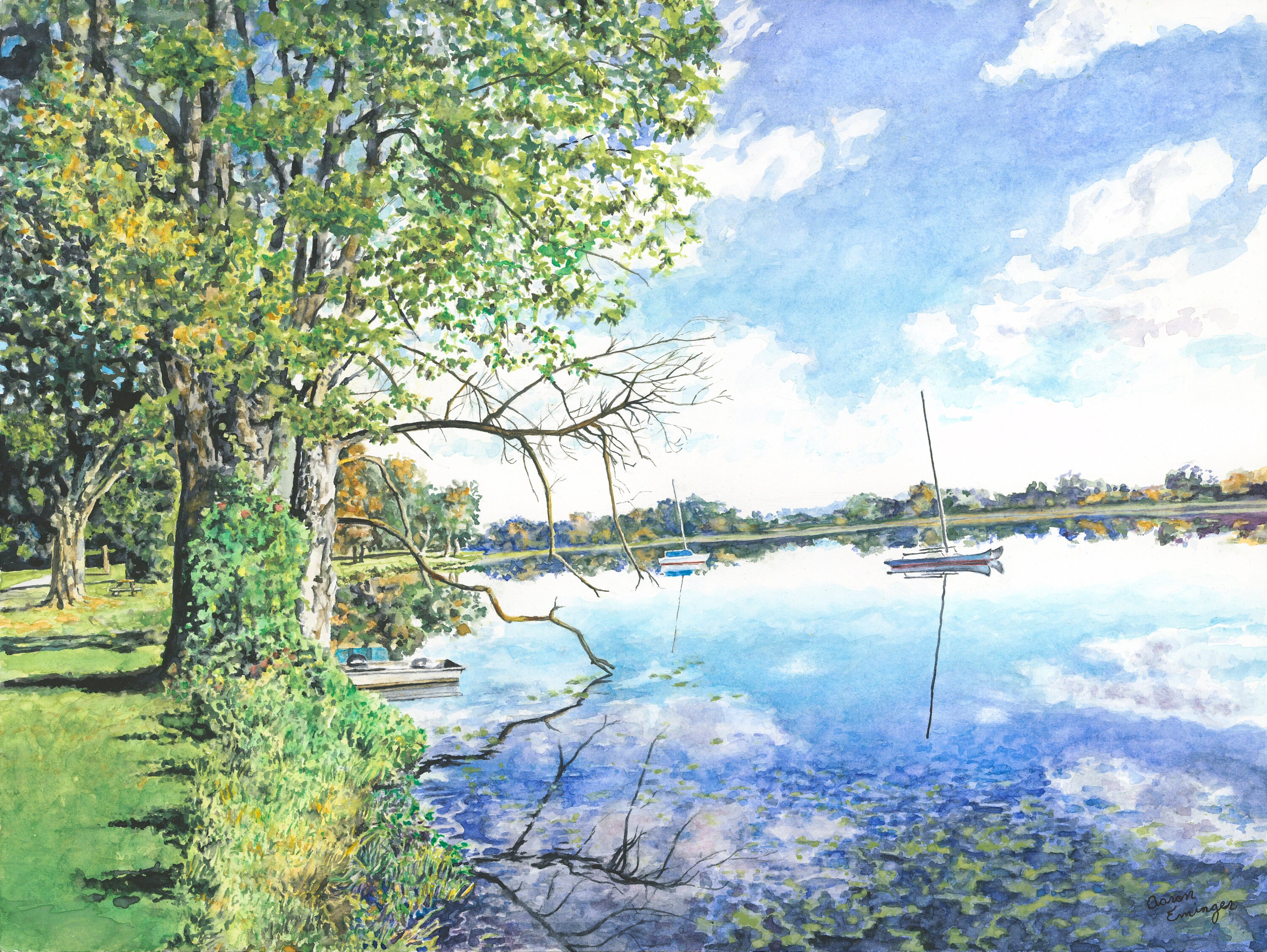 Bixler Lake Kendallville IN Watercolor Art Giclee Print Etsy