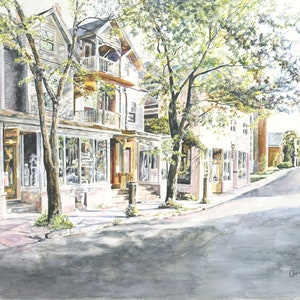 Northampton, Massachusetts, Green Street, Summer Theme, Victorians, Watercolor Painting, Streetscape, Fine Art Print, Wall Art