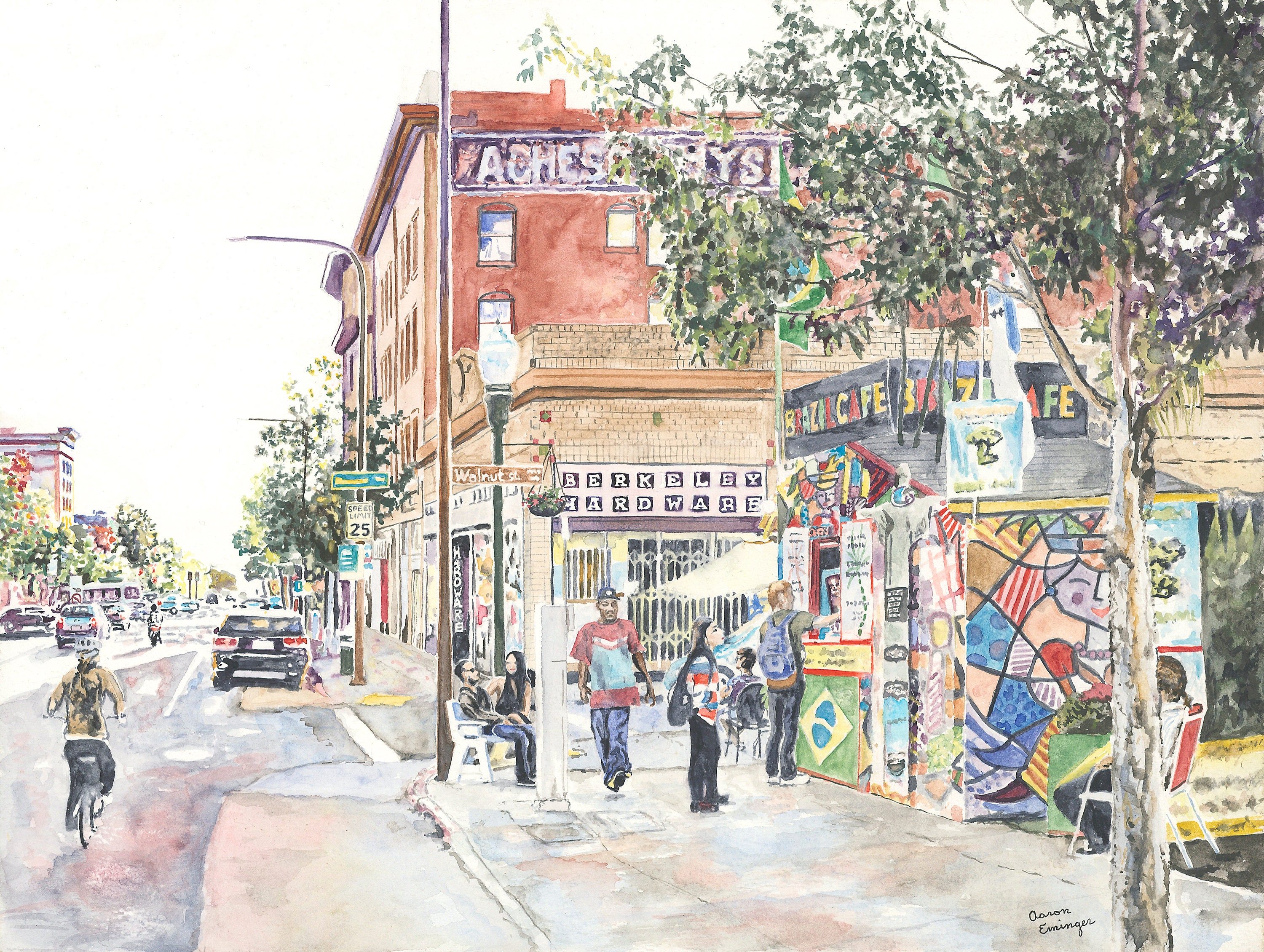 Sidewalk Cafe Berkeley CA Watercolor Art Giclee Print Etsy