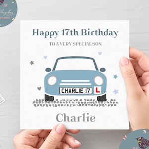 Tarjeta de cumpleaños número 17 personalizada para niños, hijo, hijo, tarjeta de cumpleaños número diecisiete, tarjeta especial para hijo número 17