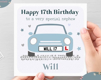 Hunts England Biglietto Di Auguri 17° Compleanno Per Nipote - Happy Birthday Special Nephew Warning New Driver - Collezione Segnale Stradale, 148x148 Mm Con Busta Marrone