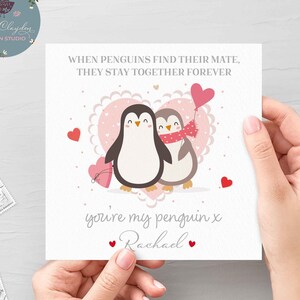 Personalised Penguin Valentine's Day Card For Boyfriend, Girlfriend, Fiancé, Fiancée, Husband, Wife, You're My Penguin Valentine's Day Card