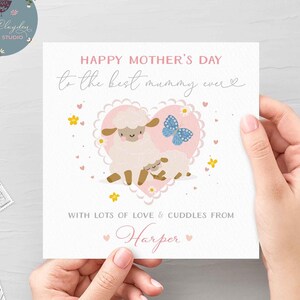 Tarjeta personalizada del Día de la Madre feliz de la hija de la tarjeta del Día de la Madre a la mejor mamá de todos los tiempos, linda tarjeta del Día de la Madre del bebé / hija pequeña